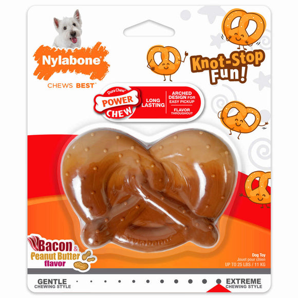 Nylabone Power Chew Pretzel Dog Toy Bacon & Peanut Butter (Small/Regular - Up to 25 Ibs.)