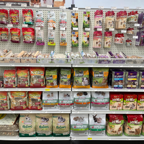 Small animal feed and supplies inside of BCI Retail.