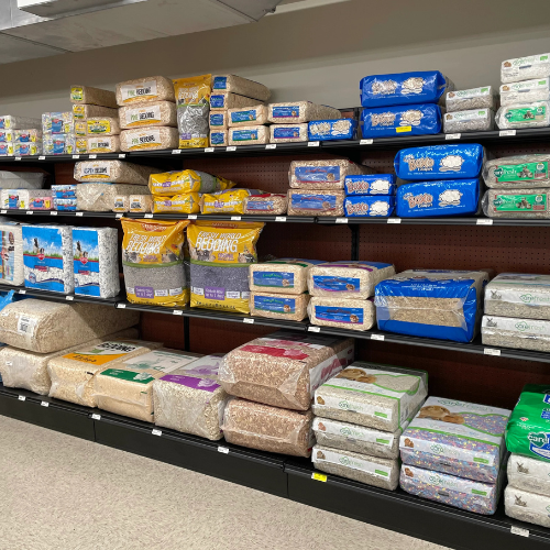 Small animal feed and supplies inside of BCI Retail.