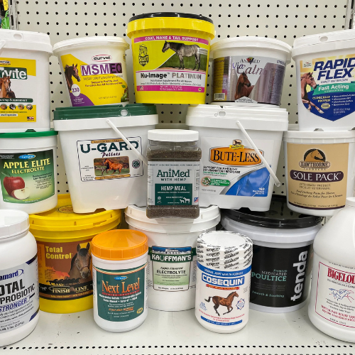 Horse feed and supplies inside of BCI Retail.