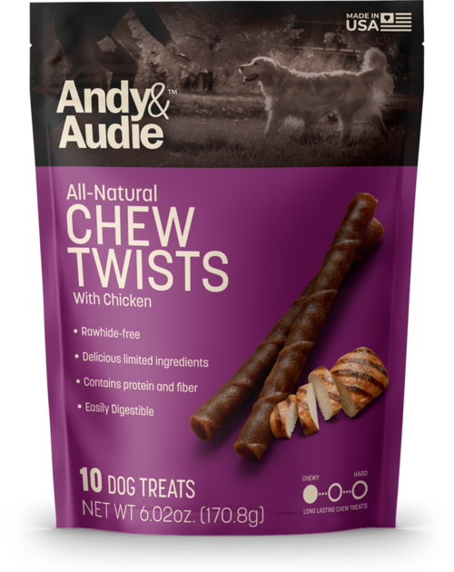 Andy & Audie All Natural Chew Twists with Chicken Dog Treats