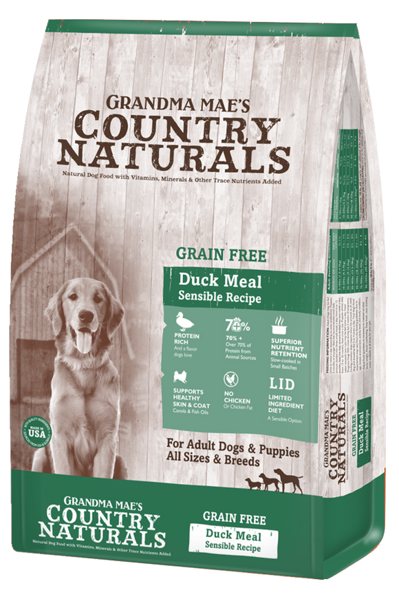 Grandma Mae's Country Naturals Limited Ingredient Diet Grain Free Duck Meal Recipe Dry Dog Food (25 LB)