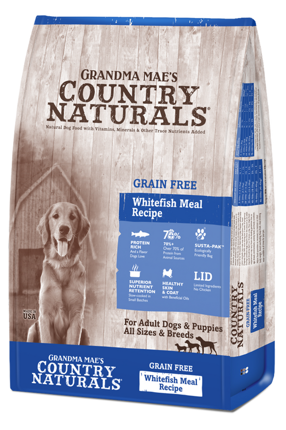 Grandma Mae's Country Naturals Limited Ingredient Diet Grain Free Whitefish Meal Recipe Dry Dog Food (25 LB)