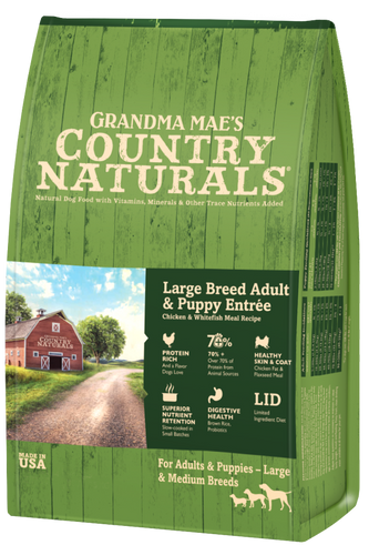 Grandma Mae's Country Naturals Large Breed Adult & Puppy Entrée with Meat & Brown Rice (32 LB)