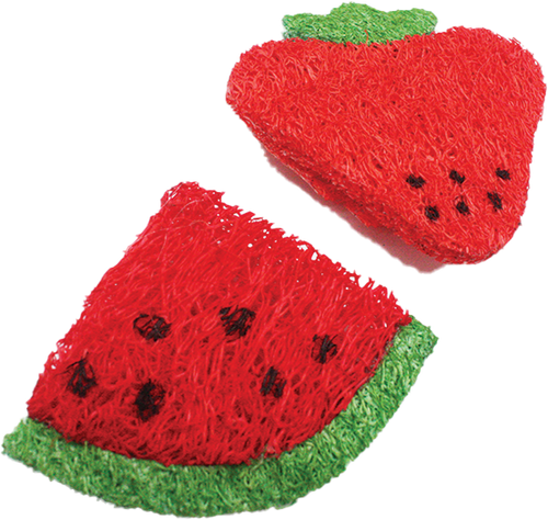 A&E Cage Loofah Strawberry and Watermelon Slice Small Animal Toy