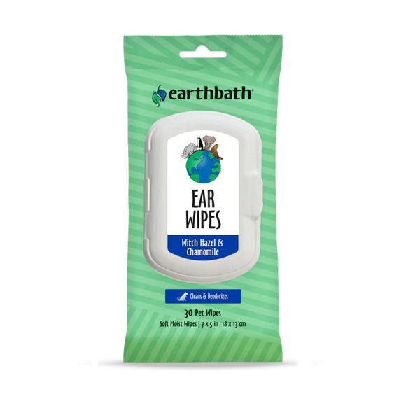 Earthbath Ear Wipes with Witch Hazel & Chamomile for Dogs and Cats (30-count)