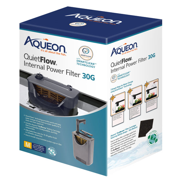 Aqueon QuietFlow® Internal Power Filters with SmartClean™ Technology (Medium - 5.75 x 4.625 x 8.75)