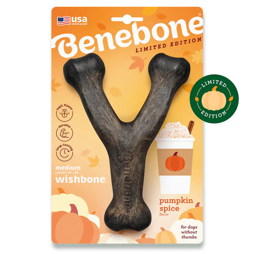 Benebone  Pumpkin Spice Wishbone Limited Edition Durable Dog Chew Toy