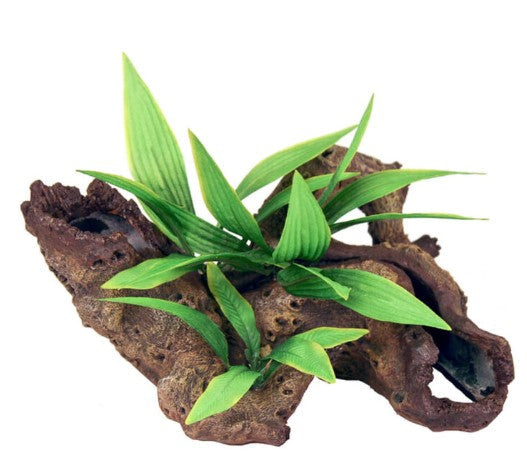 Blue Ribbon Pet Products EE-1008 Exotic Environments Mopani Wood w/ Silk Style Plants