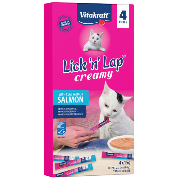 Vitakraft Lick 'n' Lap Snack™ Creamy, Cat Treat with Real Salmon, 4 Count