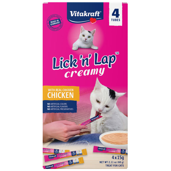 Vitakraft Lick 'n' Lap Snack™ Creamy, Cat Treat with Real Chicken, 4 Count