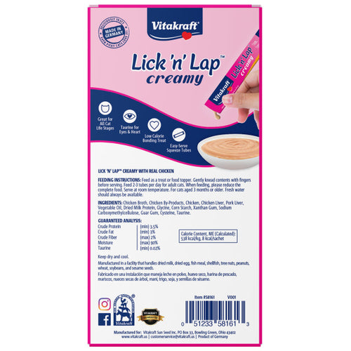 Vitakraft Lick 'n' Lap Snack™ Creamy, Cat Treat with Real Chicken, 4 Count