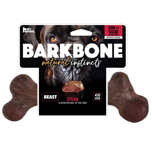 BarkBone Natural Instincts Steak-Infused Dinosaur Nylon Dog Chew