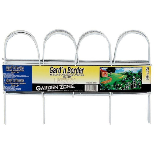 GARD'N BORDER ROUND FOLDING BORDER FENCE (10 INCH X 10 FOOT, WHITE)