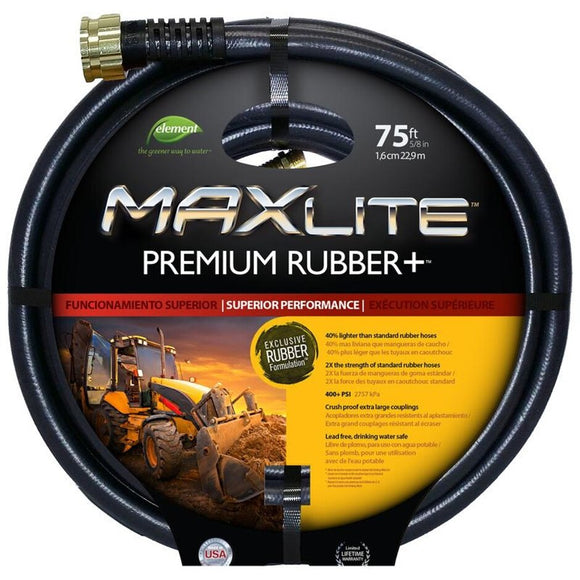 SWAN ELEMENT MAXLITE PREMIUM RUBBER+ HOSE (5/8 IN X 75 FT, BLACK)
