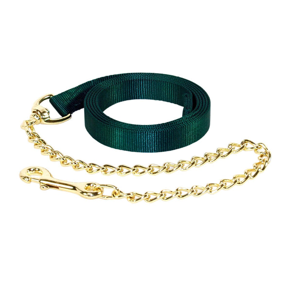 Hamilton Nylon Lead Rope with Chain & Snap, Single Color Dark Green