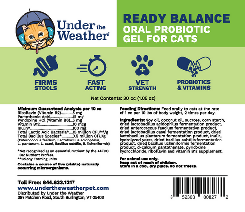 Under the Weather Ready Balance Probiotic Supplement For Cats (30CC)