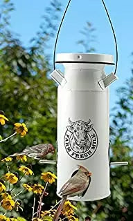 Woodlink Milk Can Seed Milkhouse 6 Port Bird Feeder, White