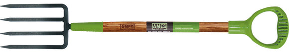 Ames 4-Tine Forged Floral Spading Fork Wood Handle