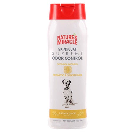 Nature's Miracle Skin & Coat Supreme Odor Control - Oatmeal Shampoo & Conditioner for Dogs, 16 Ounces, Oatmilk and Aloe Scent