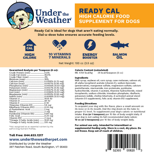 Under the Weather Ready Cal High-Calorie Supplement For Dogs (100CC)