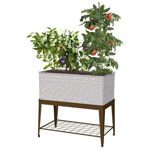 GALVANIZED PLANTER WITH STAND