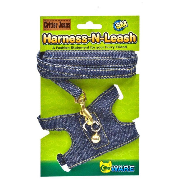 CRITTER JEANS SMALL ANIMAL HARNESS-N-LEASH